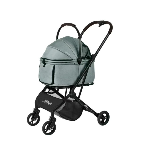JoPet ペットベビーカー 小型犬 中型犬 犬用ベビーカー 猫 ベビーカー 折り畳みカート キャリー 片手自動折りたたみ 子犬ベビーカー 着脱式キャリー (Nimbus グレー)