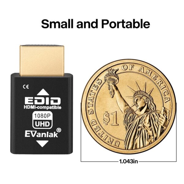 Mini HDMI EDIDエミュレーターパススルー - 1080p~4K@60Hz | コンパクトデザイン | HDMIスイッチ、エクステンダー、AVレシーバー、ビデオスプリッターをサポート 3840x2160@60Hz-3個。_5