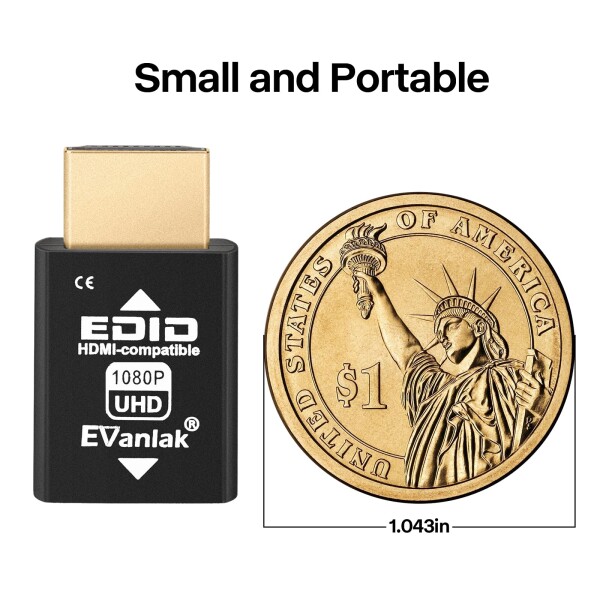 Mini HDMI EDIDエミュレーターパススルー - 1080p~4K@60Hz | コンパクトデザイン | HDMIスイッチ、エクステンダー、AVレシーバー、ビデオスプリッターをサポート 3840x2160@60Hz-6個。_5