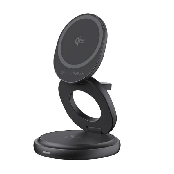 SAVEWO Qi2認証 15W急速充電対応 FlipDock 3-in-1 ワイヤレス充電スタンド 折り畳み式 回転式 磁気充電器 3台同時充電 MagSafe対応 iPhone 16/15/14/13/12/Galaxy S20/S10/S10+/S9/AirPods 2/3/Pro/Apple Watch対応 持ち運