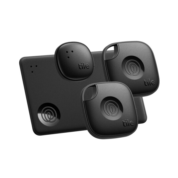 Life360 Tile エッセンシャルパック (Mateブラック2個+Slim+Stickerセット) スマートトラッカー スマートタグ 紛失防止タグ 置き忘れ防止 音を鳴らして場所をお知らせ 防水機能 Bluetooth接続範囲