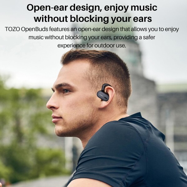 TOZO O2 ワイヤレスイヤホン 2025 極上の音体験 耳掛け式 Bluetooth 5.3 開放型イヤホン 究極のフィット感 耳を塞がない 快適な装着感 小型軽量 簡単操作アプリ 約42時間長時間再生 マイク内蔵_3