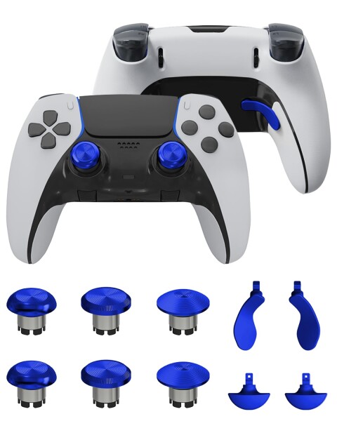 PS5 Edgeコントローラー用メタルサムスティック、メタリックバックパドルトリガーボタンジョイスティック、PS5デュアルセンスコントローラー用交換用アクセサリーパーツ、アナログジ