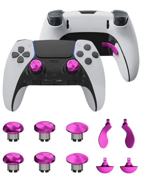 PS5 Edgeコントローラー用メタルサムスティック、メタルバックパドルトリガーボタンジョイスティック、PS5デュアルセンスコントローラー用交換用アクセサリーパーツ、アナログジョイ