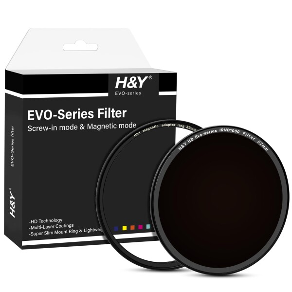 H&amp;Y NDフィルター 82mm EVO IRND1000 フィルターキット エボ マグネット式 ねじ込み式両対応 ND1000 10段分減光 薄枠 帯電防止 防汚 撥水 防傷 EN1000-82