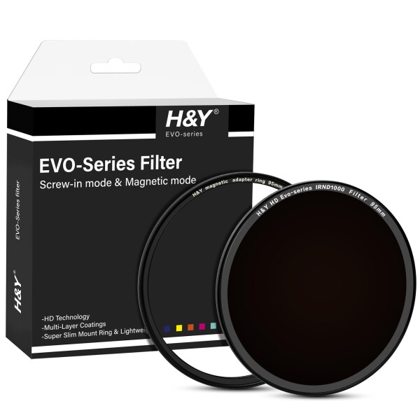 H&amp;Y NDフィルター 95mm EVO IRND1000 フィルターキット エボ マグネット式 ねじ込み式両対応 ND1000 10段分減光 薄枠 帯電防止 防汚 撥水 防傷 EN1000-95