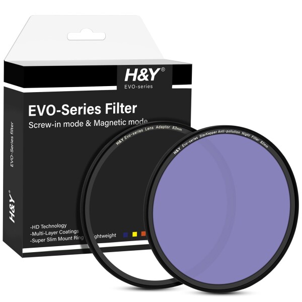 H&amp;Y 星景 夜景用フィルター 82mm EVO ナイトフィルターキット エボ マグネット式 ねじ込み式両対応 星空撮影 光害カット 薄枠 帯電防止 防汚 撥水 防傷 EPN82