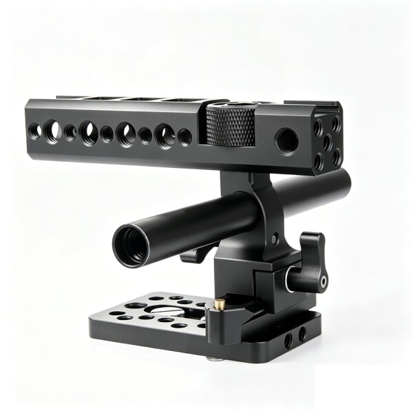 NICEYRIG NATOハンドル トップハンドル NATOレール付き チーズプレート付き 15mmロッドクランプ付き 汎用 撮影 DSLR カメラケージに適用 1/4'' と 3/8''ネジ穴 —170