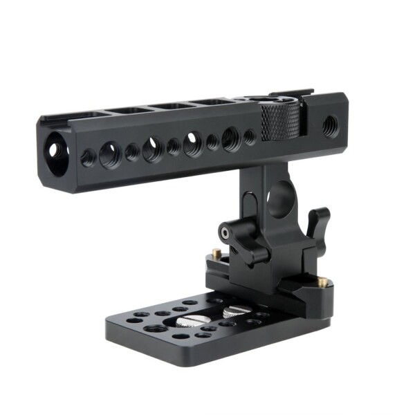 NICEYRIG NATOハンドル トップハンドル NATOレール付き チーズプレート付き 15mmロッドクランプ付き 汎用 撮影 DSLR カメラケージに適用 1/4'' と 3/8''ネジ穴 —170_4