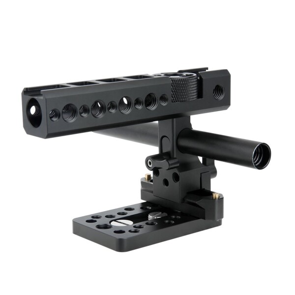 NICEYRIG NATOハンドル トップハンドル NATOレール付き チーズプレート付き 15mmロッドクランプ付き 汎用 撮影 DSLR カメラケージに適用 1/4'' と 3/8''ネジ穴 —170_5