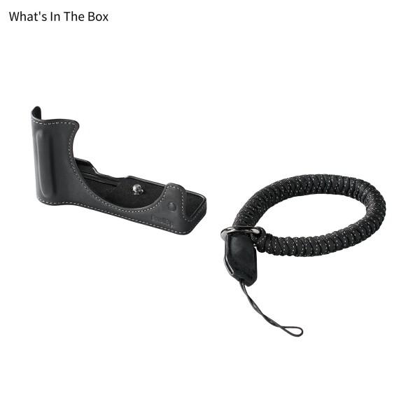 SmallRig Canonに対応R50 V用カメラレザーハーフケースキット ハーフレザーケースと編み込みリストストラップ付き、本革素材、持ち運びやすく保護力 （ブラック） 5433_2