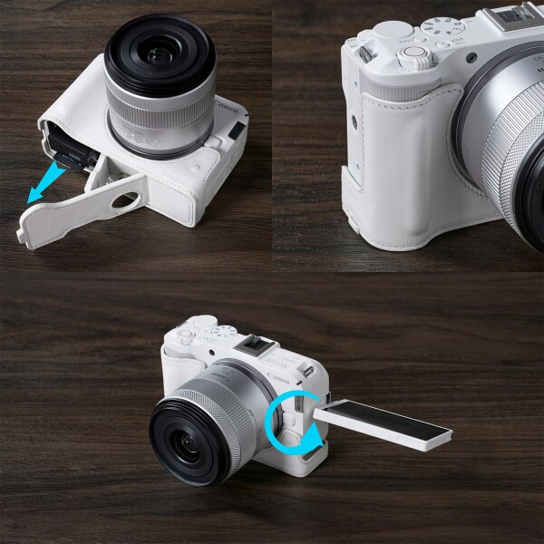 SmallRig Canonに対応R50 V用カメラレザーハーフケースキット ハーフレザーケースと編み込みリストストラップ付き、本革素材、持ち運びやすく保護力 （ブラック） 5433_3