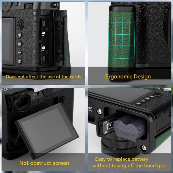 Haoge ハンドル ハンドグリップ 富士フイルム GFX100RF カメラボディ用 L字型グリップブラケット グリーン_3