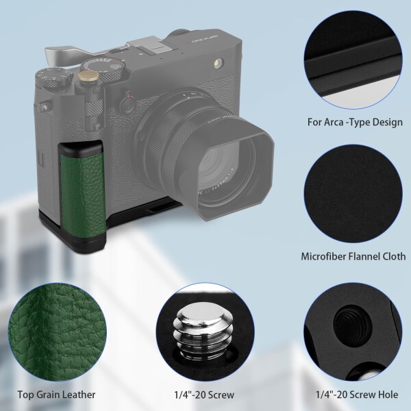 Haoge ハンドル ハンドグリップ 富士フイルム GFX100RF カメラボディ用 L字型グリップブラケット グリーン_7