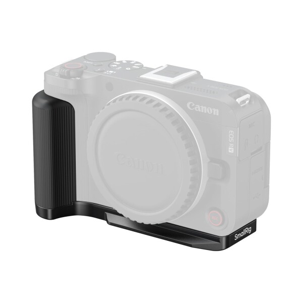 SmallRig R50 V用 L型マウントプレート（ハンドル付き） Canonに対応（ブラック） Arca対応クイックリリースプレート 軽量リブ付きサイドハンドル コールドシューマウント 1/4インチ-20ネジ穴