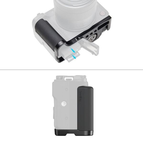 SmallRig R50 V用 L型マウントプレート（ハンドル付き） Canonに対応（ブラック） Arca対応クイックリリースプレート 軽量リブ付きサイドハンドル コールドシューマウント 1/4インチ-20ネジ穴_4