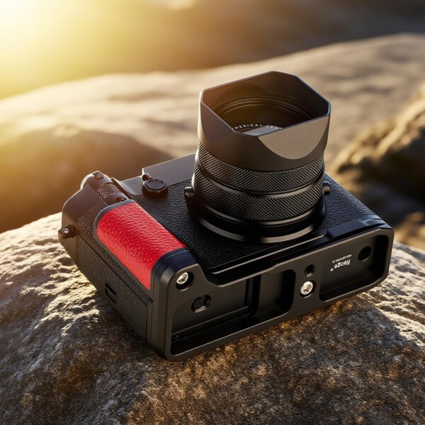 Haoge ハンドル ハンドグリップ 富士フイルム GFX100RF カメラボディ用 L字型グリップブラケット レッド Arca-Swiss 標準プレート付き_1