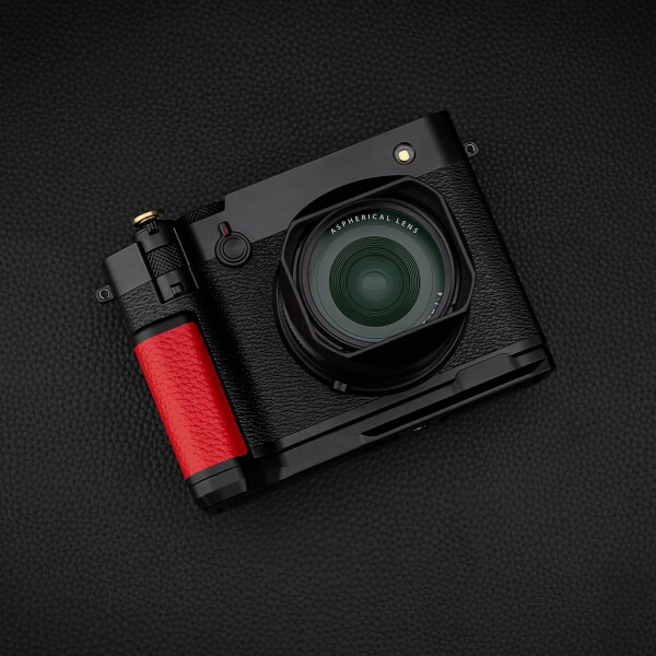 Haoge ハンドル ハンドグリップ 富士フイルム GFX100RF カメラボディ用 L字型グリップブラケット レッド Arca-Swiss 標準プレート付き_2