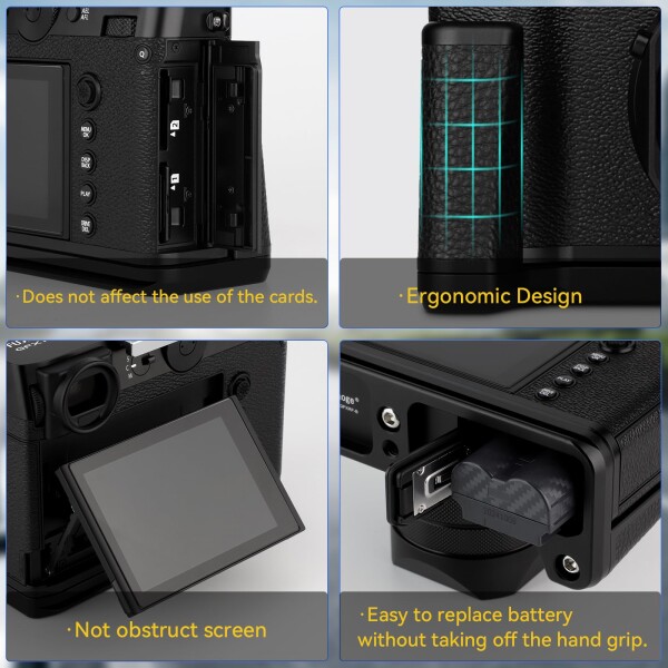 Haoge ハンドル ハンドグリップ 富士フイルム GFX100RF カメラボディ用 L字型グリップブラケット HG-GFXRF-B ブラック アルカスイス標準プレート付き_4