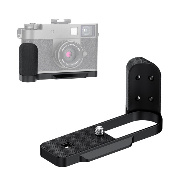 JJC 金属 L型ハンドグリップ 富士フイルム Fujifilm Fuji X half X ハーフ カメラ適用 電池交換が便利 底の1/4"-20ネジ穴 & アルカタイプ スピーカー穴付き ブラック