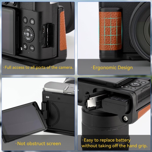 Haoge HG-S9-C ハンドル ハンドグリップ パナソニック LUMIX S9 カメラボディ S9K L字型グリップブラケット ブラウン_1