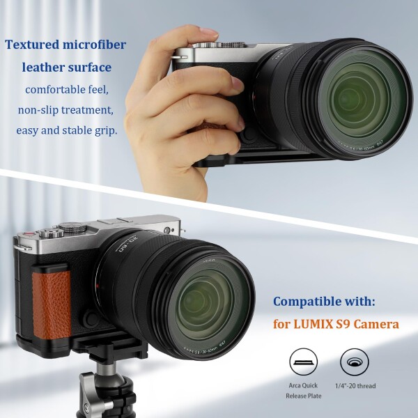 Haoge HG-S9-C ハンドル ハンドグリップ パナソニック LUMIX S9 カメラボディ S9K L字型グリップブラケット ブラウン_4