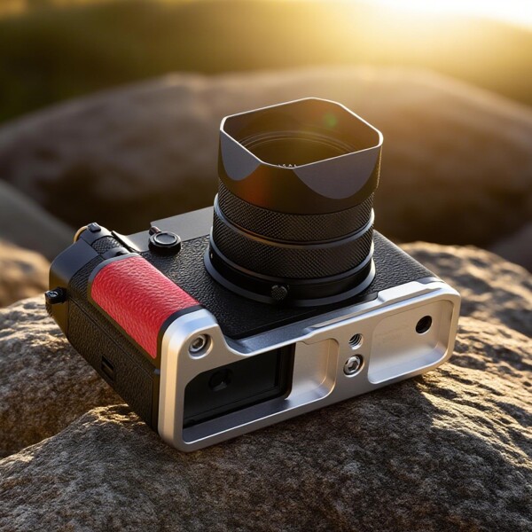 Haoge HandGrip 富士フイルム GFX100RF カメラボディ用 L字型ハンドルグリップブラケット シルバーボトムプレート_1