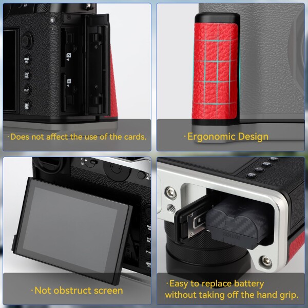 Haoge HandGrip 富士フイルム GFX100RF カメラボディ用 L字型ハンドルグリップブラケット シルバーボトムプレート_4