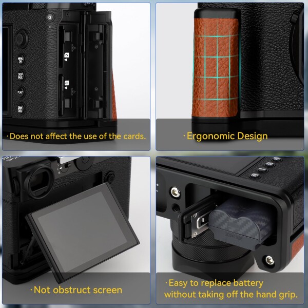 Haoge ハンドル ハンドグリップ 富士フイルム GFX100RF カメラボディ用 L字型グリップブラケット ブラウン_6