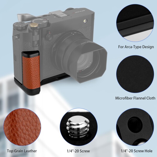 Haoge ハンドル ハンドグリップ 富士フイルム GFX100RF カメラボディ用 L字型グリップブラケット ブラウン_7