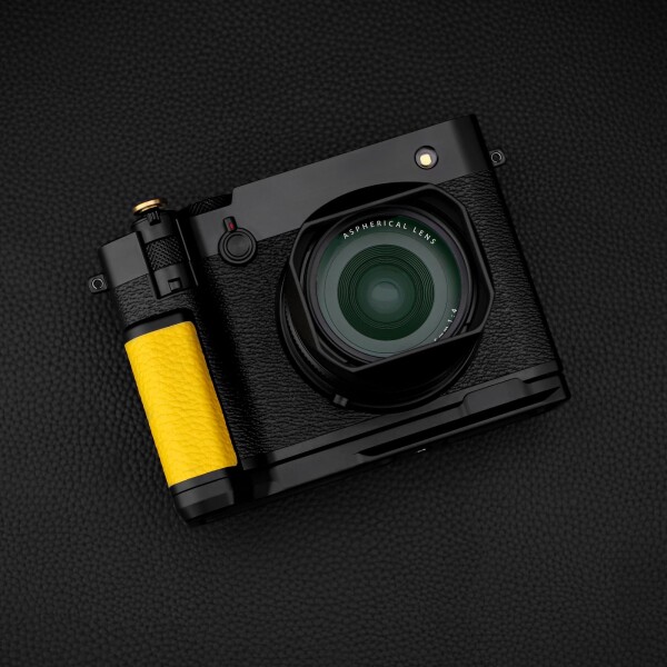 Haoge ハンドル ハンドグリップ 富士フイルム GFX100RF カメラボディ用 L字型グリップブラケット イエロー アルカスイス標準プレート付き_2