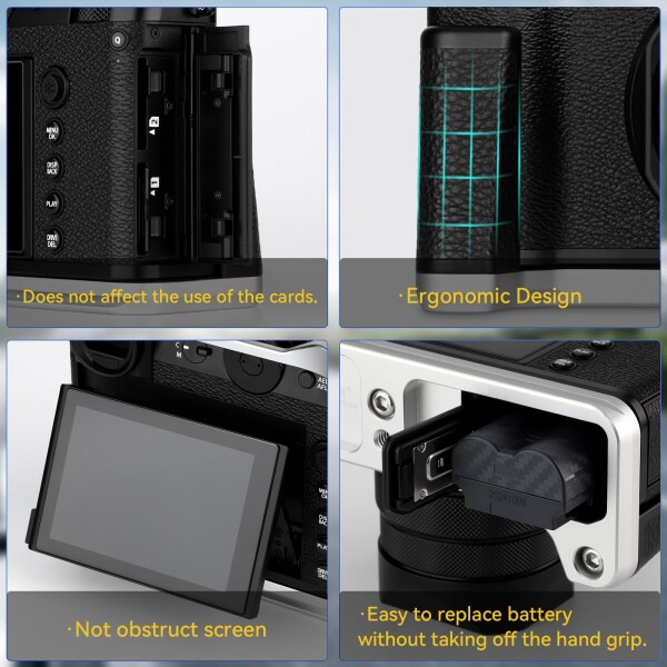 Haoge ハンドル ハンドグリップ 富士フイルム GFX100RF カメラボディ用 L字型グリップブラケット シルバーボトム クイックリリースプレート_6