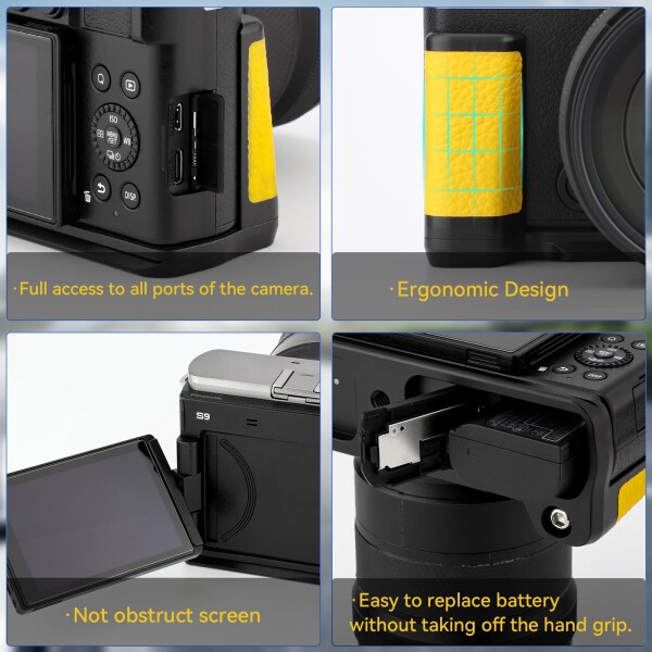 Haoge HG-S9-Y ハンドル ハンドグリップ パナソニック LUMIX S9 カメラボディ S9K L字型グリップブラケット イエロー_1