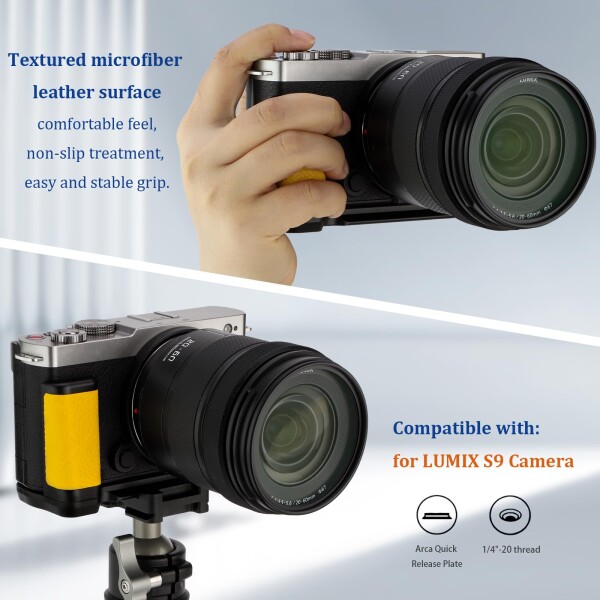 Haoge HG-S9-Y ハンドル ハンドグリップ パナソニック LUMIX S9 カメラボディ S9K L字型グリップブラケット イエロー_4