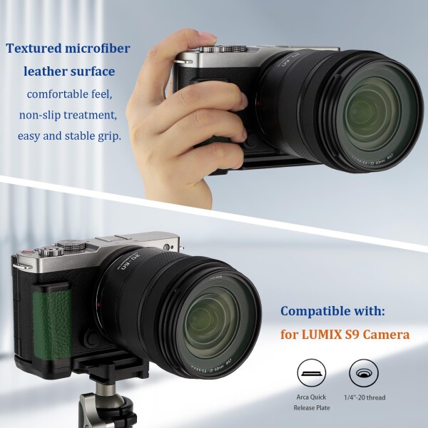 Haoge HG-S9-G ハンドル ハンドグリップ パナソニック LUMIX S9 カメラボディ S9K L字型グリップブラケット グリーン_4