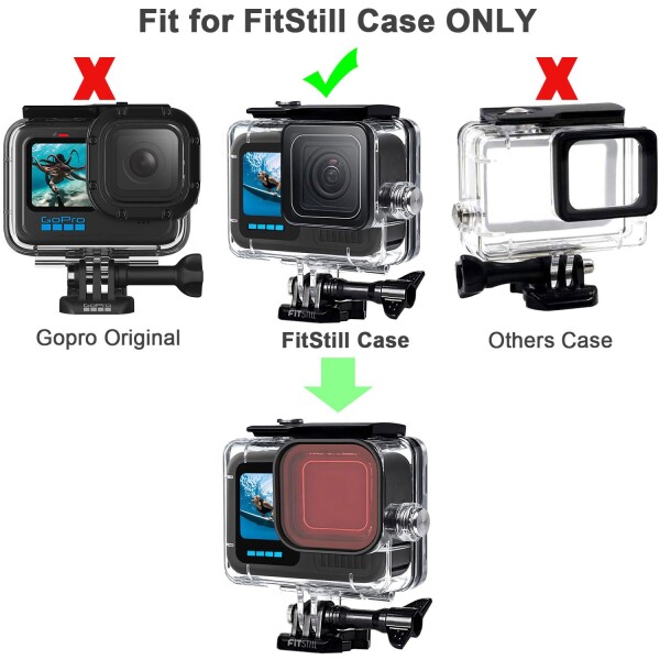 FitStill キャリー保護ケース 60M/196フィート 水中防水シェル&amp;ダイブフィルター&amp;シリコンケース&amp;スクリーンプロテクター&amp;一脚フローティングハンドグリップダイブのみ Go Pro Hero 13 ブラッ_3