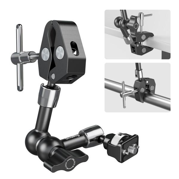 SmallRig 7"マジックアーム カニ型クランプ付き 1/4"-20ネジと伸縮式ピン付きアーム アクションカメラ用 モニター用 ビデオライト用 マイク用 5310