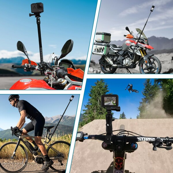MAIKER OFF ROAD バイク用アクションカメラマウントセット アクションカメラ マウント キット 自転車 バイク ヘルメット 対応 ダブルスーパークランプ 蟹バサミクランプ 固定 緩み防止 360°_7