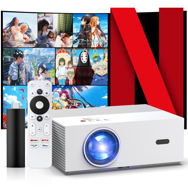 JOWLURK プロジェクター 家庭用  WiFi6 Bluetooth5.4 300インチ大画面 高輝度スピーカー スマホ/PC/ゲーム機接続可 プレゼント