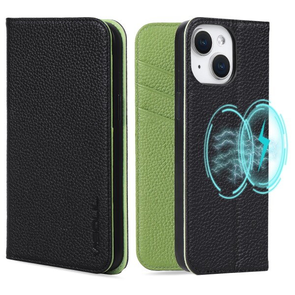 VISOUL iPhone 15 対応ケース 手帳型 本革 MagSafe対応 アイホン 15 スマホケース レザー アイフォン15 手帳ケース カード収納 携帯ケース 全面保護 柔軟なTPU素材 マグネット式 スタンド機能 ア