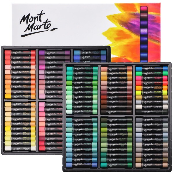 Mont Marte オイルパステル シグネチャー 120個 120色 アソートカラー 鮮やかなオイルパステルセット 素晴らしいブレンドと重ね合わせ、アート、クラフト、塗り絵、スケッチに最適