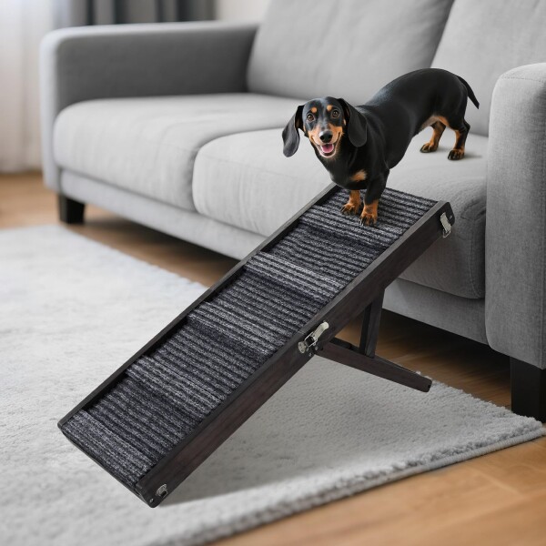 2025年バージョンアップ版 ペットスロープ 小型犬 ペットステップ 折りたたみ Pawaboo ペット用 坂状 折り畳み 高さ調節可能 段差がない 安定 滑り止め 木製 ステップ 4段調節 耐荷重15KGま