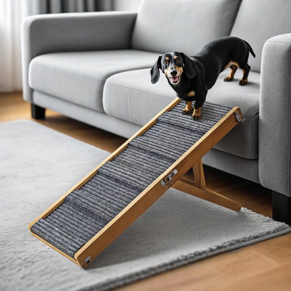 2025年バージョンアップ版 ペットスロープ 小型犬 ペットステップ 折りたたみ Pawaboo ペット用 坂状 折り畳み 高さ調節可能 段差がない 安定 滑り止め 木製 ステップ 4段調節 耐荷重15KGま