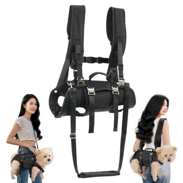 emcpter 犬用リフトハーネス 子犬/小型犬 全身犬用バックパックハーネス 調節可能なパッド付き ストラップを備え 障害のある犬 子犬 高齢者 関節損傷 関節炎 安定性を失った 犬の散歩に