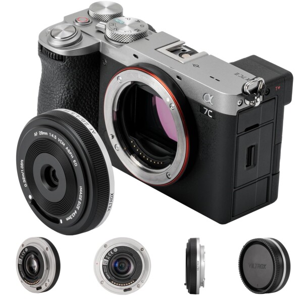 VILTROX 28mm F4.5 FE ソニーEマウントレンズ用、AF 28mm f/4.5 Eマウントパンケーキレンズプライムレンズ、ソニーa7 a7R a7S a7C a7RII a7SII a7SIII a7III a7RIII a7IV a7RIV用フルフレーム広角レンズ