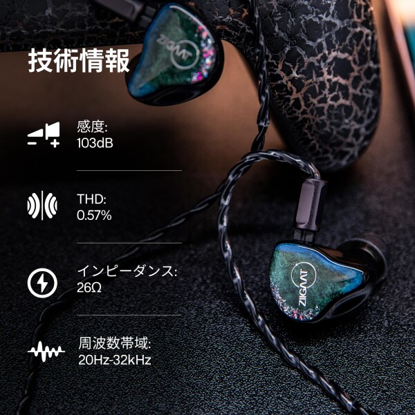 Linsoul ZiiGaat Lunaハイブリット型(6BA)ハイエンド有線ノイズキャンセリングイヤフォン 業界で有名なSonionとKnowlesバランスドアーマチュアドライバーが採用 3Dプリントで成形されたシェル カ_2