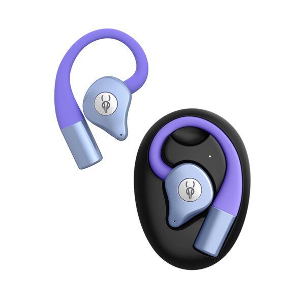 okcsc Q12 ワイヤレスイヤホン Bluetooth5.4 オープンイヤー ノイズキャンセリング 耳掛け式 開放型Bluetoothイヤホン 超軽量 18時間再生 Siri対応 ios/Androidに対応 イナズマパープル