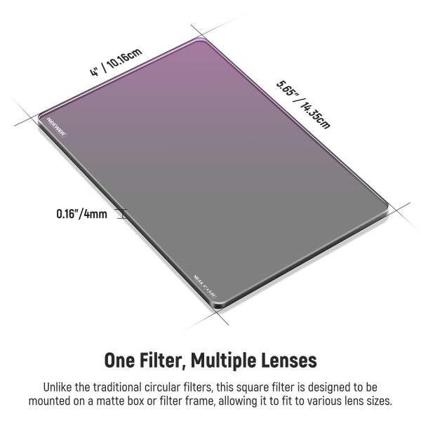 NEEWER ND0.6(2ストップ) 角型NDフィルター 4"x5.65"減光フィルター Tiltaに対応 SmallRigマットボックスに対応 カメラレンズ用 4mmスリム/HD光学ガラス/多層コーティング/25%透光率_4
