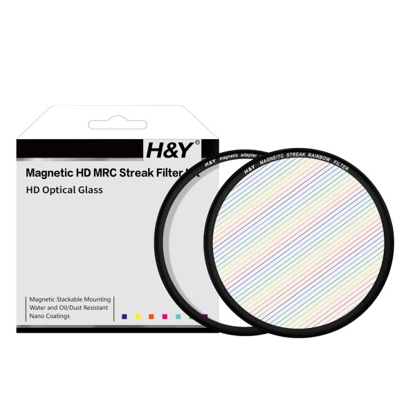 H&amp;Y ストリークフィルター 49mm マグネティック ストリークレインボー フィルターキット マグネット式 ライン状フレア効果 薄枠 帯電防止 防汚 撥水 防傷 MS-R49