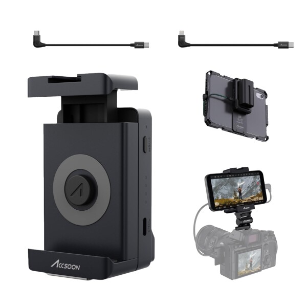 Accsoon SeeMo ビデオ送信機 HDMI&USBモニタリングアダプター 映像伝送システム モニター機能 （IOS用） iPhoneスマートフォン用 (SeeMo(黒))